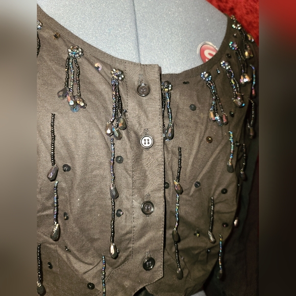 Speed Limit MPH Boho Sheer Sleeves with Iridescent Beads and Tiny Tassels - Picture 3 of 7